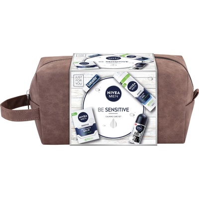 Nivea Men Sensitive gél na holenie 200 ml + guľôčkový antiperspirant 50 ml + balzam po holení 100 ml + Balzam na pery pre mužov 4,8 g darčeková sada