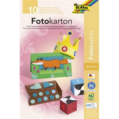 FOLIA Декоративен картон, 2 страници, 22x33 cm, 300 g, 10 листа, FOLIA, смесени цветове 606 (606)