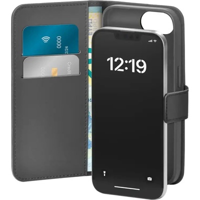 PURO Калъф Puro от еко кожа за iPhone 16E W/horiz. flip+2 слот за карти+джоб за банкноти+капак черен (PUIPCSE25BOOKC8BLK)