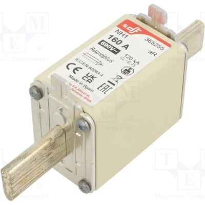 DF ELECTRIC 365255 Pojistka: tavná; 160A; 690VAC; 550VDC; aR; keramická; NH1