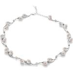 Swan Сребърно колие със сладководни бели перли и цирконий IHL0043W Swan