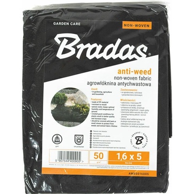 Bradas Netkaná mulčovacia textília čierna, 1,6 x 5 m, 50 g/m2