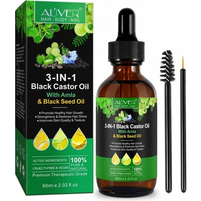 Aliver 3 IN 1 Black Castor Oil with Amla & Black Seed Oil na vlasy 60 ml