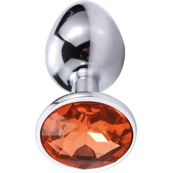 X Fun Метално дилдо Butt Plug "SILVER CRYSTAL ORANGE" 7 см. Размер-S