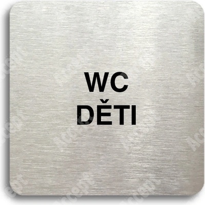 ACCEPT Piktogram WC děti - stříbrná tabulka - černý tisk bez rámečku