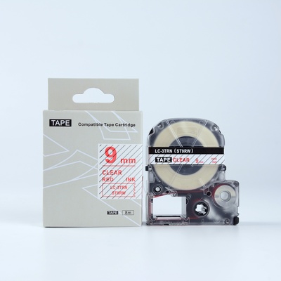 Compatible Epson LK-3TRN, ST9RW, 9mm x 9m, червен печат / прозрачен фон, съвместима лента (LKST9RW)