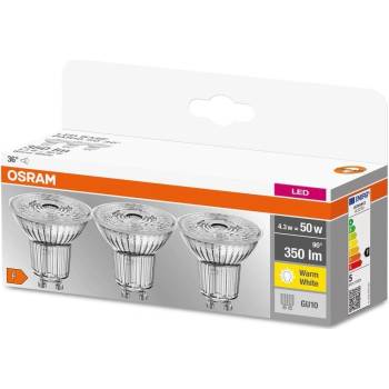 Osram Sada LED žárovek reflektor, 4,3 W, 350 lm, teplá bílá, GU10, 3 ks LED PAR16 50 36 4,8W/827 230V GU