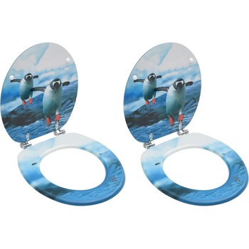Image 1 of vidaXL WC тоалетни седалки с капак, 2 бр, МДФ, дизайн пингвини (3056409)