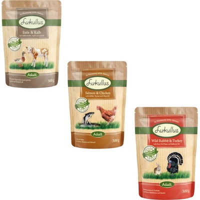 Lukullus Naturkost Míchané divoký králík & krocan kachní & telecí losos & kuřecí 6 x 300 g