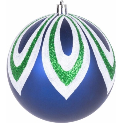 MagicHome Vánoční koule, 4 ks, modré, s ozdobou, na vánoční stromek, 10 cm