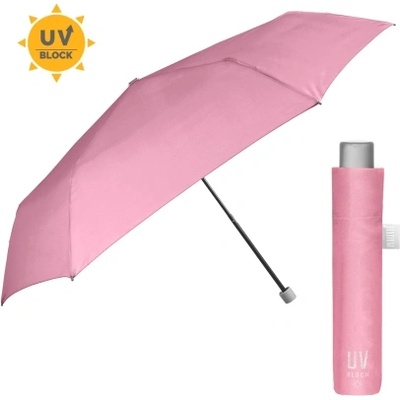 Дамски неавтоматичен чадър Extra Slim чадър с UV50 защита Perletti Time 26409, Пастелно розов