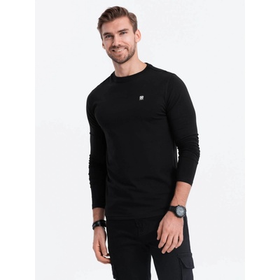 Ombre Clothing pánske tričko s dlhým rukávom Biraunt čierne