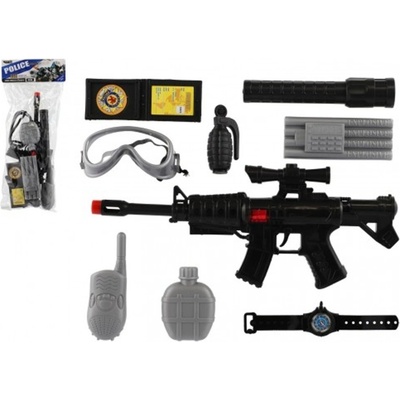 Teddies Pistole samopal policejní 38cm plast s doplňky v sáčku 21x50x6cm