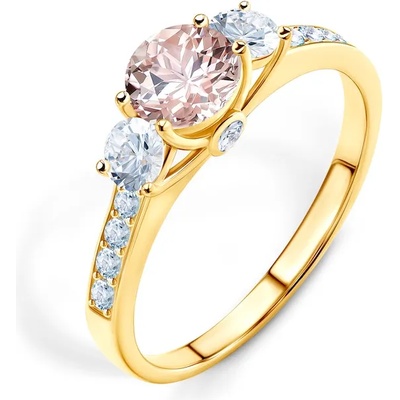 SAVICKI Колекция „Dream | Годежен пръстен с три камъка: злато. морганит