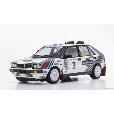 Kyosho Lancia Delta Hf Integrale 4wd Team Martini & Rossi Racing N 3 Winner Rally Olympus Usa 1987 Juha KankkunenJuha PiironenBílá Červená Modrá 1:18