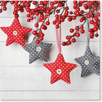 TaT servítky Gray-Red Stars 33x33cm