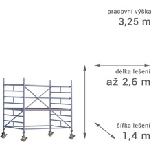 Lešení RUX MOBILO 1400 3,25 m 210 cm