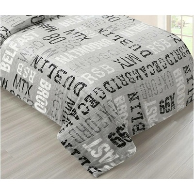 Jahu Deka z mikrovlákna 100% polyester 300 g/m2 nápisy šedá 150x200