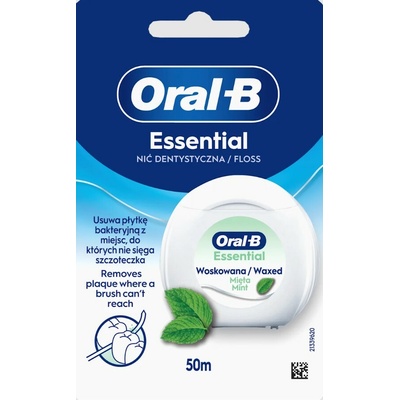 Oral-B Essential Floss Mint voskovaná dentálna niť s mätovou príchuťou 50 m