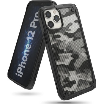 Ringke Противоударен Хибриден Калъф за iPhone 12 Pro Max, RINGKE Fusion X Camouflage Case, Черен (8809758101081)