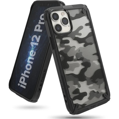 Ringke Противоударен Хибриден Калъф за iPhone 12 Pro Max, Ringke Fusion X Camouflage Case, Черен (8809758101081)