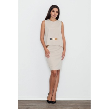 Figl dámský set top se sponou + sukně beige