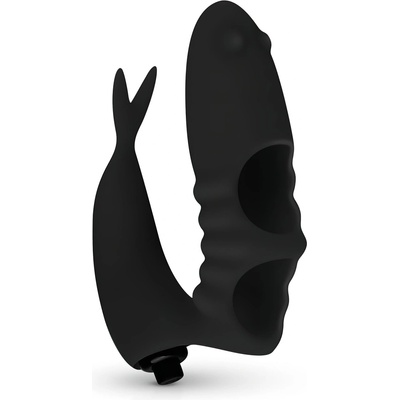 EasyToys - вибриращ пръстен 2 в 1 за пръст - черен