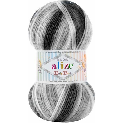 Alize příze Baby Best Batik 7542 odstíny bílá s odstíny šedé