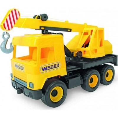 Wader Auto middle Truck jeřáb plast 40 cm žlutý v krabici
