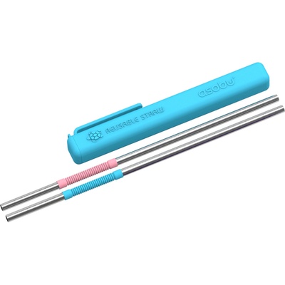 ASOBU Сламки за многократна употреба "Еco friendly reusable straws ps2"- цвят син/розов (ps/2 blue/pink)
