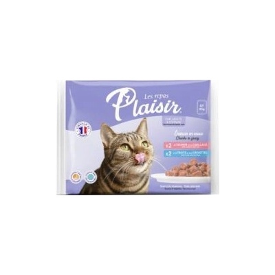 Plaisir cat Multipack pro dospělé i kastrované kočky losos a pstruh 4 x 85 g