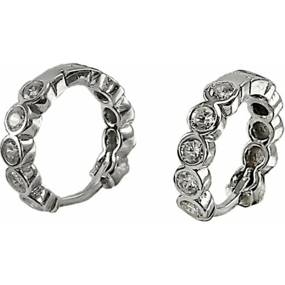 Šperky Nina Stříbrné náušnice kroužky se zirkony (12 mm) – 925/1000 ns ag kam h 310