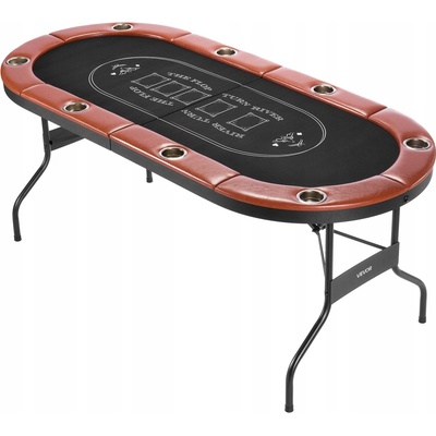 Vevor Skladací pokerový stôl pre 8 hráčov S 8 držiakmi na poháre Oválny