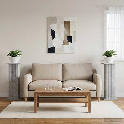vidaXL Стойка за растения 2 бр. Бетонно сиво 30, 5 x 30 x 80, 5 см (899769)