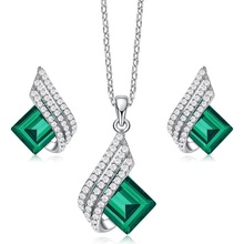 Grace Silver Jewellery stříbrná souprava šperků Swarovski Elements Marisa Smaragd SET2078-S0003(5) Zelená