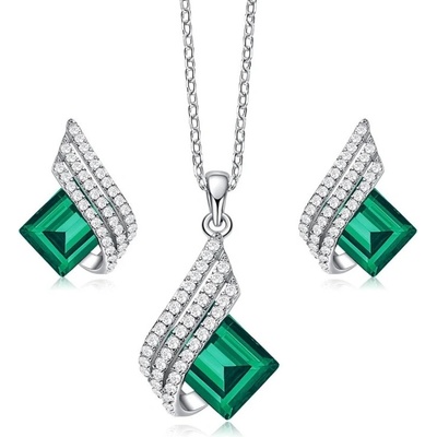 Grace Silver Jewellery stříbrná souprava šperků Swarovski Elements Marisa Smaragd SET2078-S0003(5) Zelená – Zboží Dáma