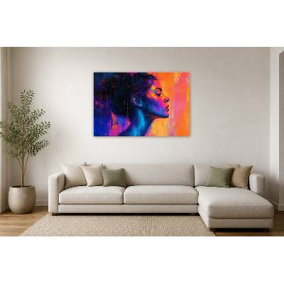 Obraz na plátně – Expresivní profil v neonových barvách 135 × 90 cm