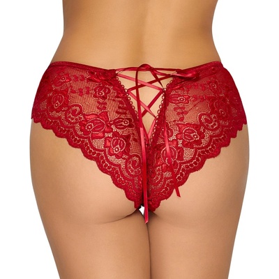 Cottelli Collection Panty Crotchless with Floral Lace 2310970 Red XL