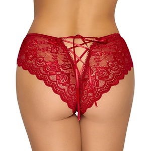Cottelli Collection Panty Crotchless with Floral Lace 2310970 Red XL