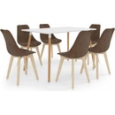vidaXL Jedálenská súprava 7-dielna hnedá