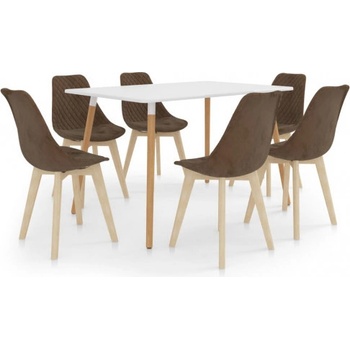 vidaXL Jedálenská súprava 7-dielna hnedá