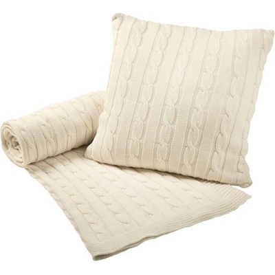 SCANquilt pletený pléd IMPERIAL copánky smetanová střední 130x200