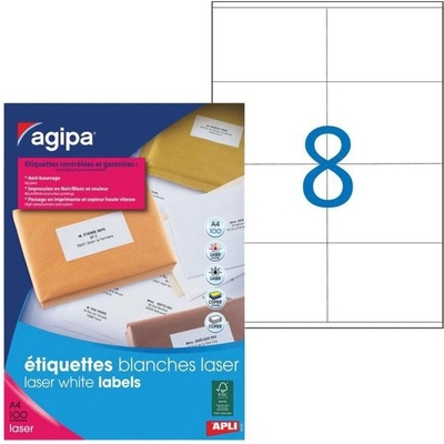 Etikety laser 105x72mm Agipa A4 100 hárkov AG119066