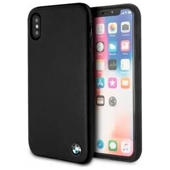 BMW Луксозен Кожен Калъф за iPhone XS/X, BMW Leather Case, Черен (BMHCPXGLSCBK)