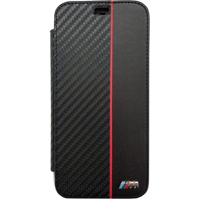 BMW M Collection Book Case - дизайнерски кожен калъф, тип портфейл за iPhone XS, iPhone X (черен)