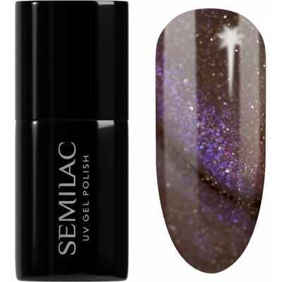 Semilac UV Hybrid Galaxy Flash gélový lak na nechty s použitím UV/LED lampy odtieň 827 AI Brown 7 ml