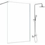 SanSwiss Комплект душ кабина SanSwiss Easy Walk-In хром 80x200 см и душ колона Omnires Y хром (STR4P0805007+Y1244X-6CR)