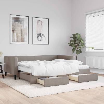 vidaXL Válenda s přistýlkou a zásuvkami taupe textil