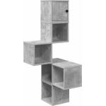 vidaXL Стенен ъглов рафт Бетонно сиво 48 x 48 x 120 см (8012231)