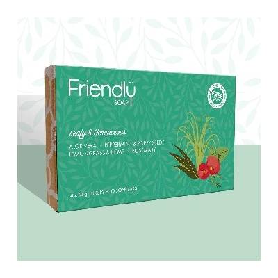 Friendly Soap přírodní mýdlo dárková sada mýdel Leafy and Herbaceous 4x 95g